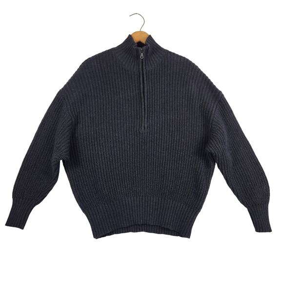 Offline by Aerie Chunky Knit Quarter Zip Sweater Women’s SZ M Navy GUC - Picture 1 of 15